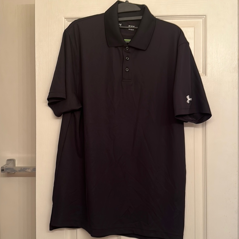 Under Armour Heat Gear Loose Fit Short Sleeve Polo Shirt (Men's Medium) Black